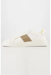 Pantofi sport de piele cu insertii de piele intoarsa - Alb/Maro taupe