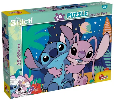 Puzzle cu două fețe Lisciani de colorat din 24 piese - Stitch and Angel
