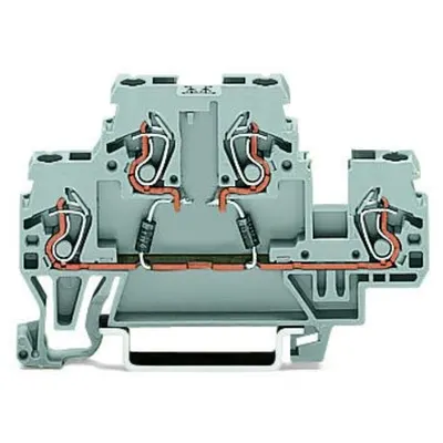 Component terminal block; double-deck; with 2 diodes 1N4007; Bottom anode; for DIN-rail 35 x 15 and 35 x 7.5; 2.5 mm²; CAGE CLAMP®; 2,50 mm²; gray
