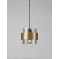 Lampa suspendata SIANNA Smoke Sticla & Negru Cord & Alama aurie Metal LED E27 1x12 Wat 230 Volt IP20 Fara bec