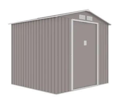 Casuta / magazie de gradina premium metalica, MESTERINO Archer-B Gri cald, dimensiuni 213x195x195 cm cu baza metalica
