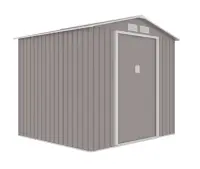 Casuta / magazie de gradina premium metalica, MESTERINO Archer-B Gri cald, dimensiuni 213x195x195 cm cu baza metalica
