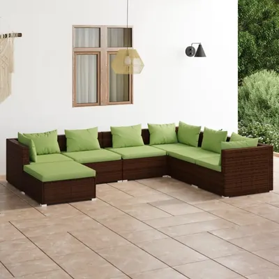 Gossi set mobilier de gradina cu perne, 7 piese, maro, poliratan