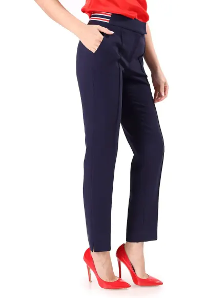 Pantaloni eleganti pana din stofa elastica PAJ-IDB - Bleumarin