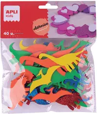 Dinozauri autoadezivi Apli Kids - 40 de bucăți, culori diferite