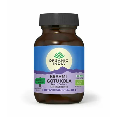 Brahmi~Gotu Kola , Pentru Creier & Sistemul Nervos si Deficit de Atentie, eco, 60 cps, Organic India
