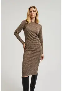Rochie midi cu plisuri maronie - Maro