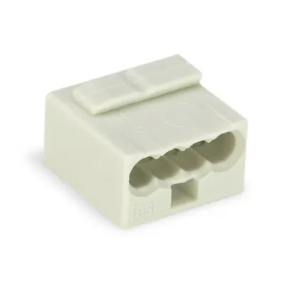 MICRO PUSH WIRE® connector for junction boxes; for solid conductors; 0.8 mm Ø; 4-conductor; light gray housing; light gray cover; Surrounding air temperature: max 60°C; light gray
