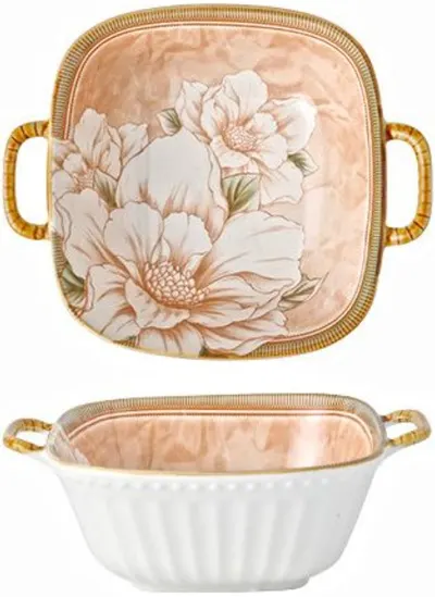 Bol pătrat adânc cu mânere Morello - Camellia, 20.2 cm