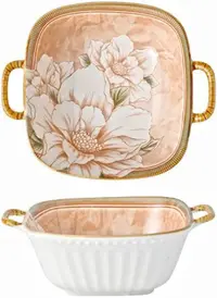 Bol pătrat adânc cu mânere Morello - Camellia, 20.2 cm