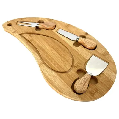 Platou din Bambus, cu 3 Accesorii, pentru Prezentare si Servire Branzeturi, Grunberg