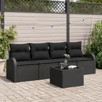 Gossi set canapea de gradina 5 piese cu perne negru ratan poli