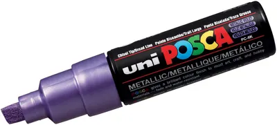 Marker permanent cu un varf tesit Uni Posca - PC-8K F, 8 mm, violet metalic