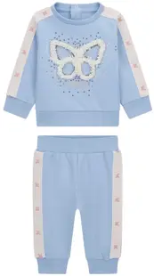 Set din 2 piese Guess - Bluză cu fluture și pantaloni, albastru, 24 luni