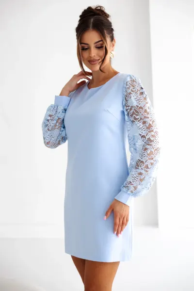 Rochie eleganta bleu cu maneci d...