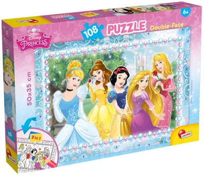 Puzzle cu două fețe Lisciani pentru colorarea a 108 piese - Prințese