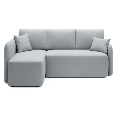 Colțar gri deschis extensibil/cu spațiu de depozitare cu tapițerie din catifea (cu colț pe partea stângă/cu șezlong) Hadson – ELTAP
