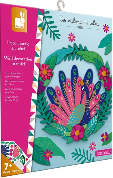 Kit creativ Janod - Ornament de perete in relief, paun