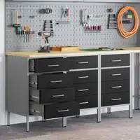 vidaXL Dulap de lucru cu sertar 3 buc. Negru și Gri 150 x 55 x 85 cm