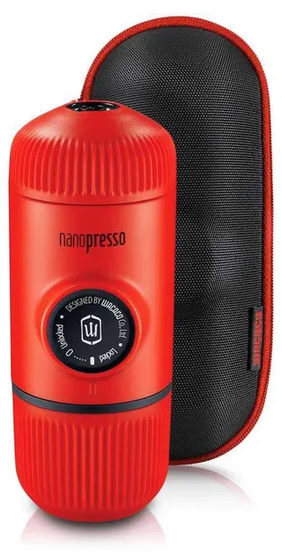 Aparat de cafea portabil Wacaco - Nanopress, 18 bari, cu husă, Lava Red