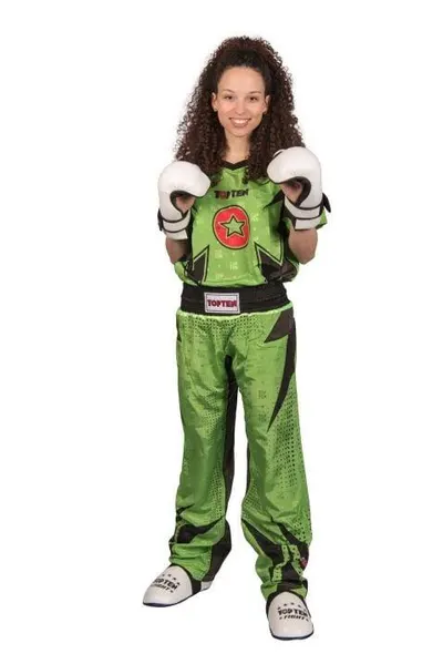 Uniformă Kickboxing „Future”, aprobat WAKO, Top Ten, verde, 140CM