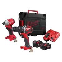 Kit profesional M18, Milwaukee MLWK-4933492846, 2 scule motor fara perii, 2 acumulatori M18B5, 1 incarcator M12-M18FC si 1 HDBox