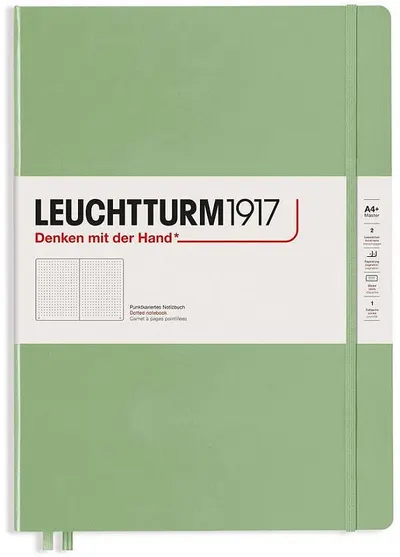Caiet Leuchtturm1917 Master Slim - A4+, pagini cu puncte, verde deschis