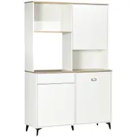 HOMCOM Dulap de bucatarie independent, dulap de depozitare modern, dulap pentru microunde cu usi si rafturi reglabile, 180 cm, alb | Aosom Romania