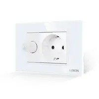 Comutator Pentru Ventilator + Priza cu Rama din Sticla LUXION, Standard Italian, 3M