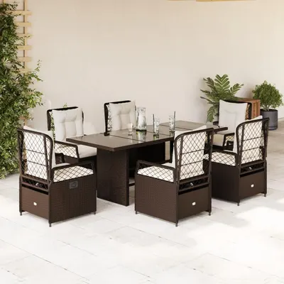 Gossi set mobilier de gradina cu perne, 7 piese, maro, poliratan
