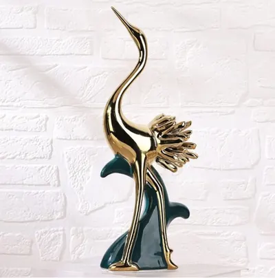 Statuetă Morello - Flamingo Green & Gold, 31.5 х 12 х 7.5 cm