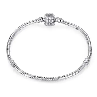 Bratara pentru talismane/charmuri argint 925, JW1136, model clasic cu pietre, placata cu rodiu