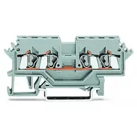 4-conductor through terminal block; 2.5 mm²; lateral marker slots; for DIN-rail 35 x 15 and 35 x 7.5; CAGE CLAMP®; 2,50 mm²; gray