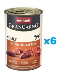 ANIMONDA Gran Carno Adult with Poultry hearts 6x400 g Ser mancare cu inimi de pui pentru caine