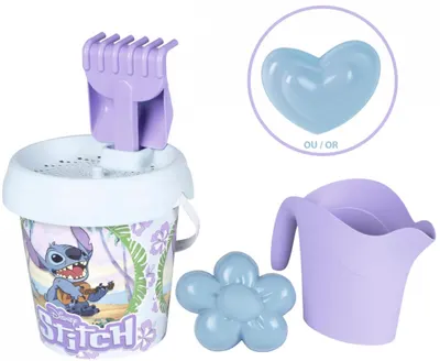 Set de joacă Smoby - Găleată de nisip cu accesorii, Stitch