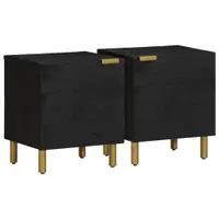 Gossi noptiere, 2 buc., negru, 40x33x46 cm, lemn masiv de mango