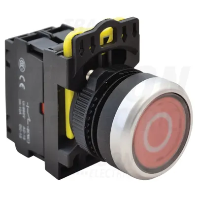Comutator inscriptionat, semn.luminoasa, rosu, (0 alb) NYK3-P2L 1×NC, 5A/230V AC-15, IP65, LED 230V AC/DC