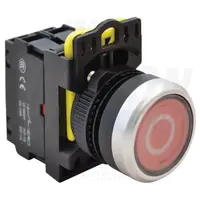 Comutator inscriptionat, semn.luminoasa, rosu, (0 alb) NYK3-P2L 1×NC, 5A/230V AC-15, IP65, LED 230V AC/DC