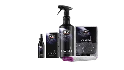 Pachet curatare geamuri si tratament hidrofob K2 PRO