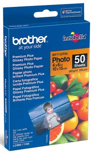 Hârtie foto Brother - BP71GP50 Premium Plus Glossy, A6, 50 coli