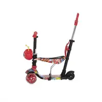 Trotineta pentru copii Smart Plus Red Graffiti, 3 roti cu LED, scaun reglabil si detasabil, maner parental reglabil, ghidon reglabil, greutate suportata 20 kg, varsta 3 ani+