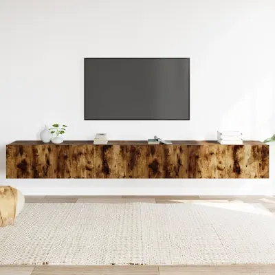 vidaXL Set dulapuri TV, 3 piese, stejar fumuriu, lemn prelucrat