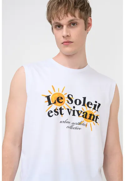 Tricou din bumbac fara maneci Gregg - Alb optic