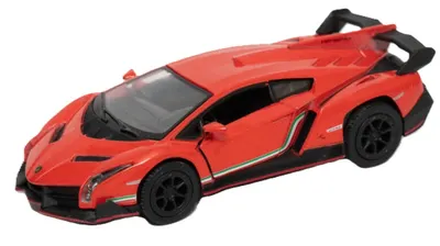 Mașinuță metalică Kinsmart - Lamborghini Veneno, 1:36, roșie