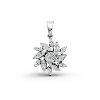 Pandantiv floral din aur alb cu diamante de 0.511ct