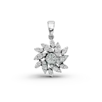 Pandantiv floral din aur alb cu diamante de 0.511ct