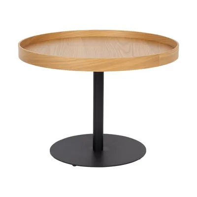 Măsuță de cafea în culoare naturală rotundă cu blat cu aspect de lemn de stejar ø 56 cm Yuri M – White Label