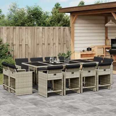 Gossi set mobilier de gradina cu perne 13 piese gri deschis poliratan