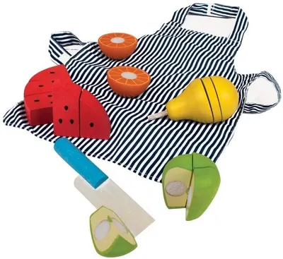 Set de joaca Bigjigs - Fructe de taiat si sort