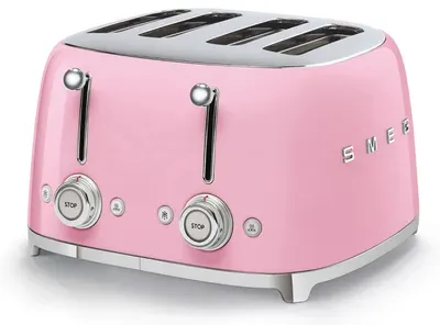 Prăjitor de pâine Smeg - 50's Style, TSF03PKEU, 2000W, 6 trepte, roz